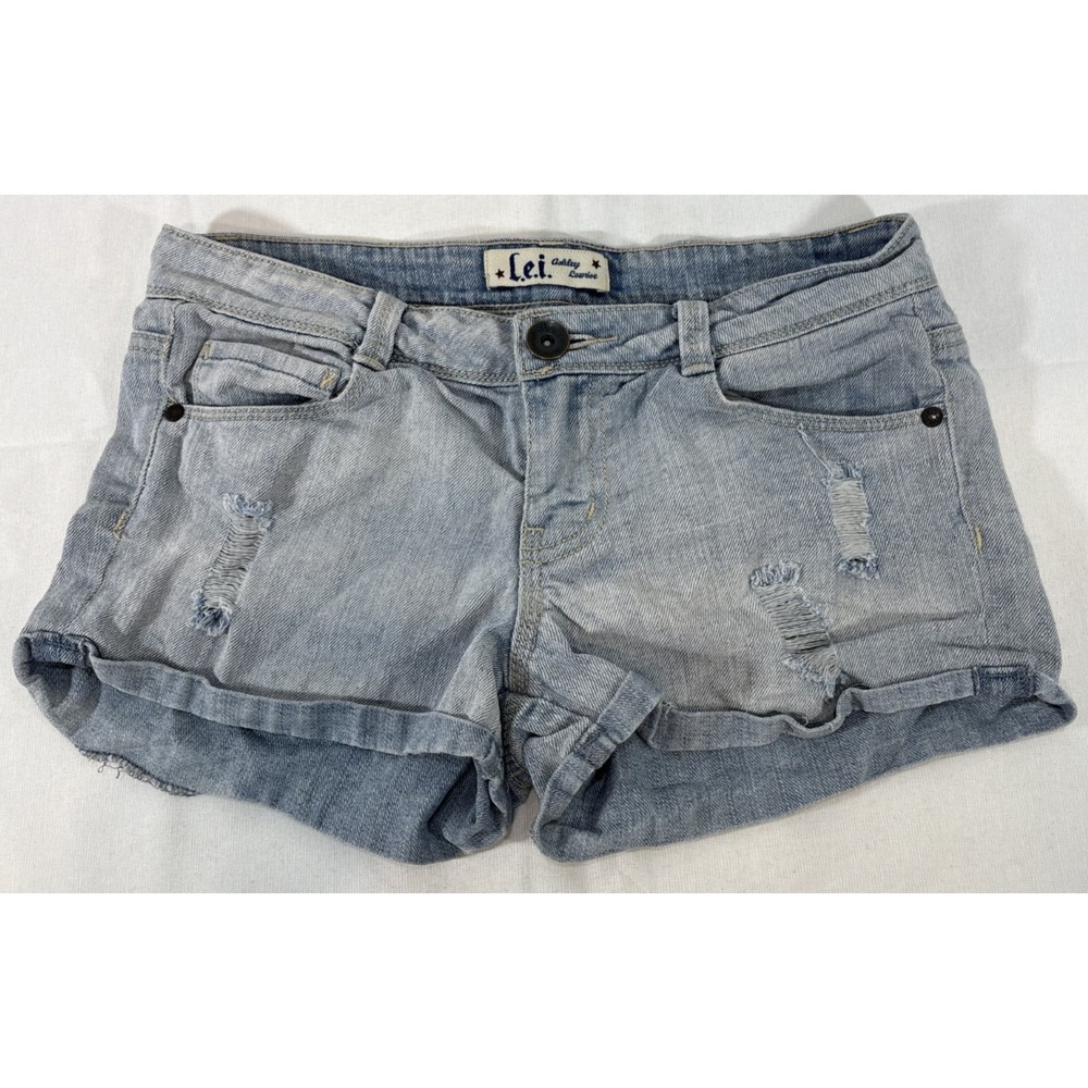 l.e.i. Vintage Y2K Style Ashley Low Rise Denim Jean Shorts Blue Junior Size 5